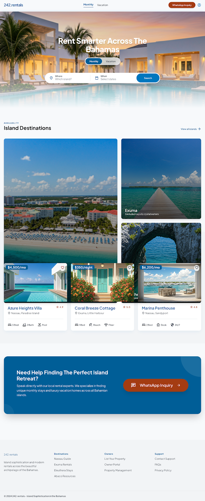 Preview of the future 242.rentals Bahamas rental discovery experience